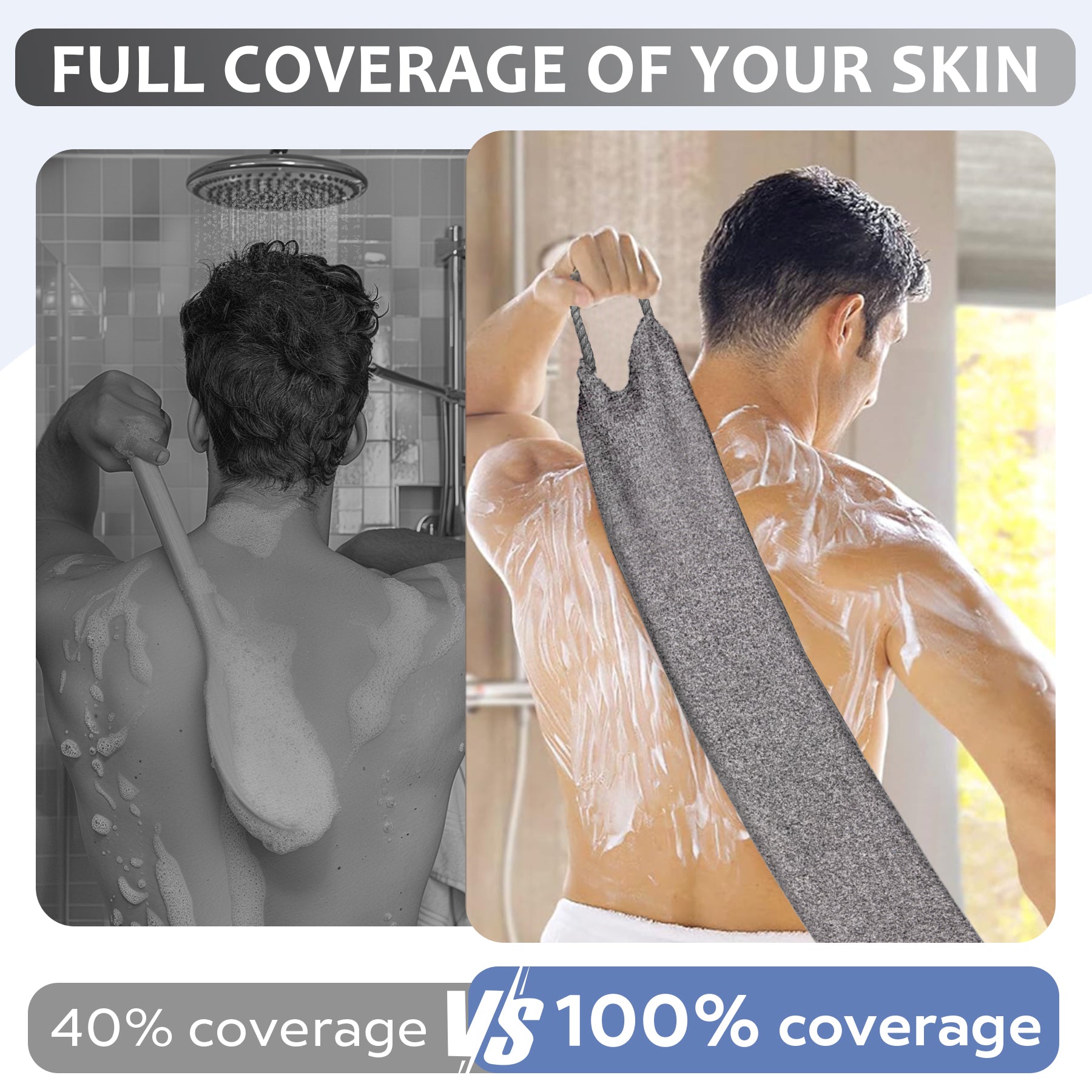 Premium Bamboo Fiber Exfoliating Body Scrubber Towel - Beige